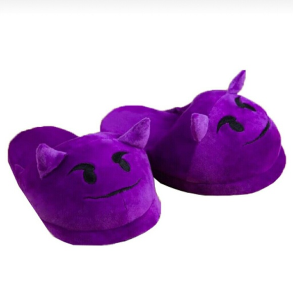 boutique Shoes - emoji devil purple slippers Sz 9-11 XL